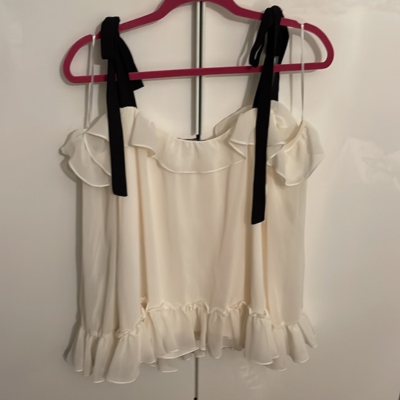 CECE Blouse with black ties size Large, lined. NWT - Picture 6 of 14